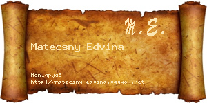 Matecsny Edvina névjegykártya